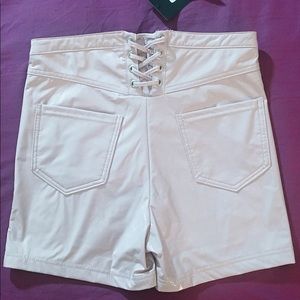 Latex Blush High Waisted Shorts w Corset Detail